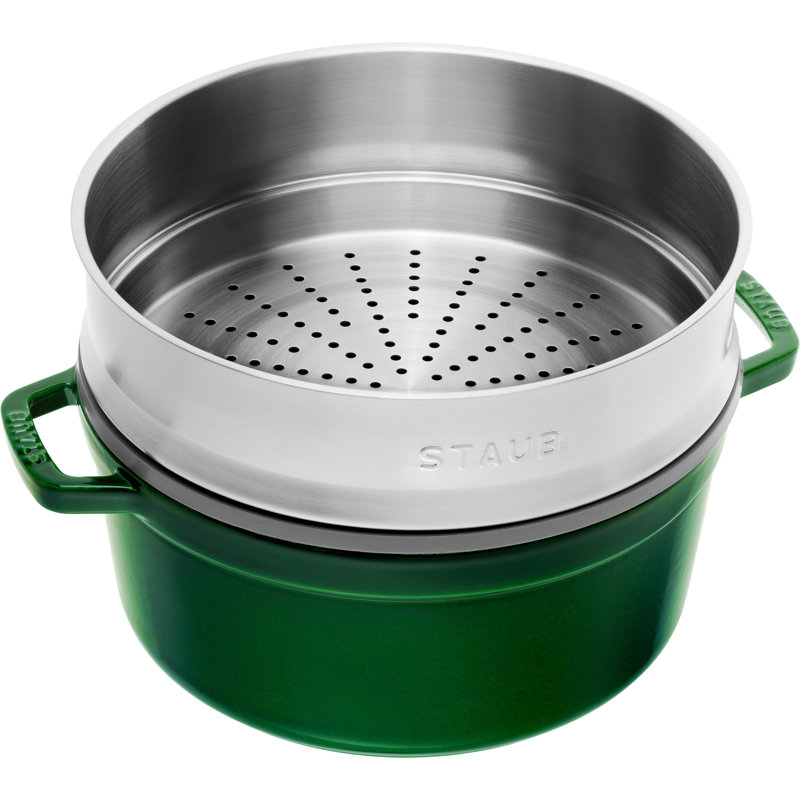 STAUB 5.2 l Cast Iron Round Casserole Dish with Lid, Basil