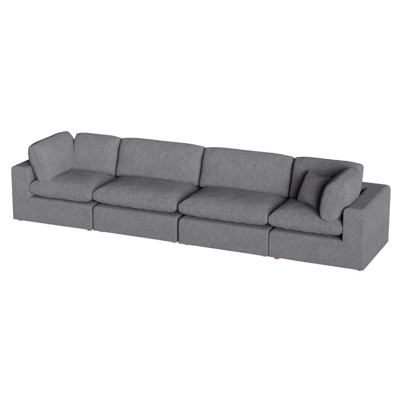 Canapé modulaire rembourré 4 pièces Jossa, Gris