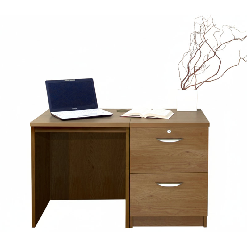 Walshaw Solid Wood Base Computer Desk, English Oak