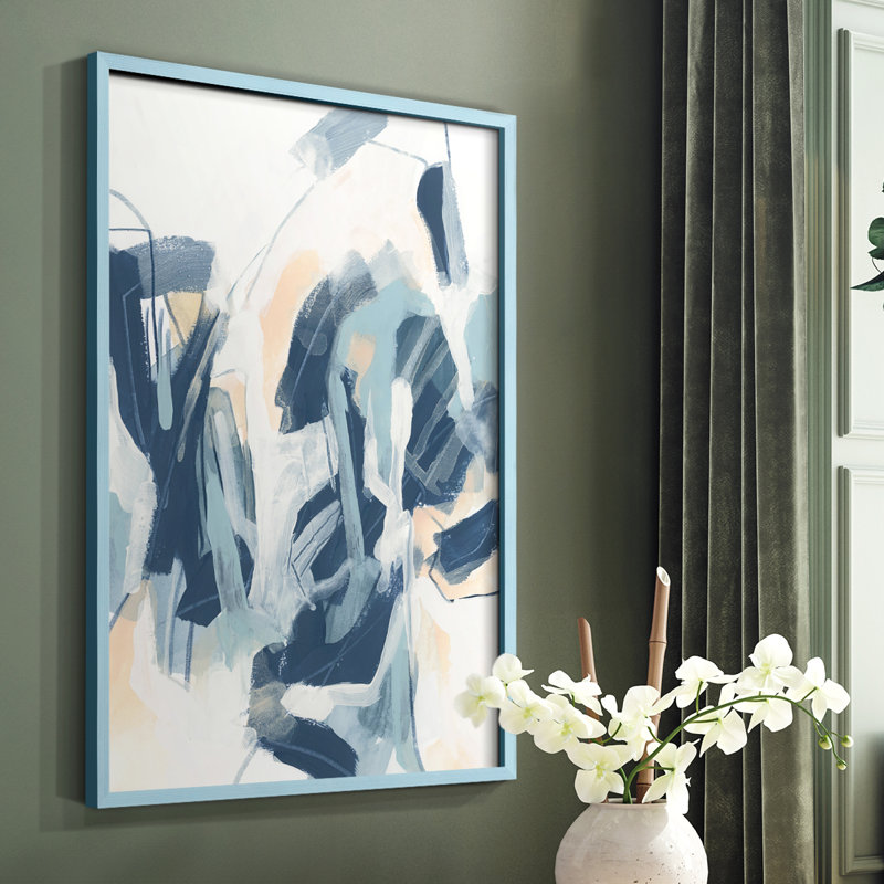 Interlocking Melody I Framed Print - Solid Wood, Blue, 10" H x 8" W