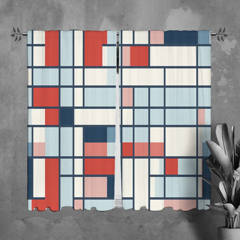 Rideaux de fenêtre Mondrian, H 82 po x l 20 po