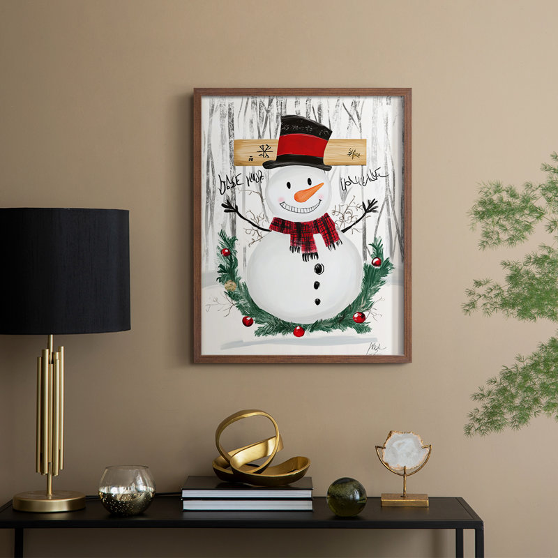 «Christmas Holiday Art XXVII», reproduction d'art encadrée - bois massif, H 15 po x l 12 po, Noyer