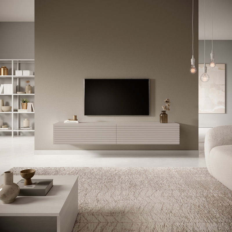 Makenley Unfinished Floating TV Stand, 140 cm, Grey