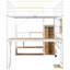 Lit mezzanine en métal avec espace de travail, bureau, garde-robe et DEL - Transformez votre chambre à coucher en un espace de rangement productif, un petit espace fonctionnel-1042031473