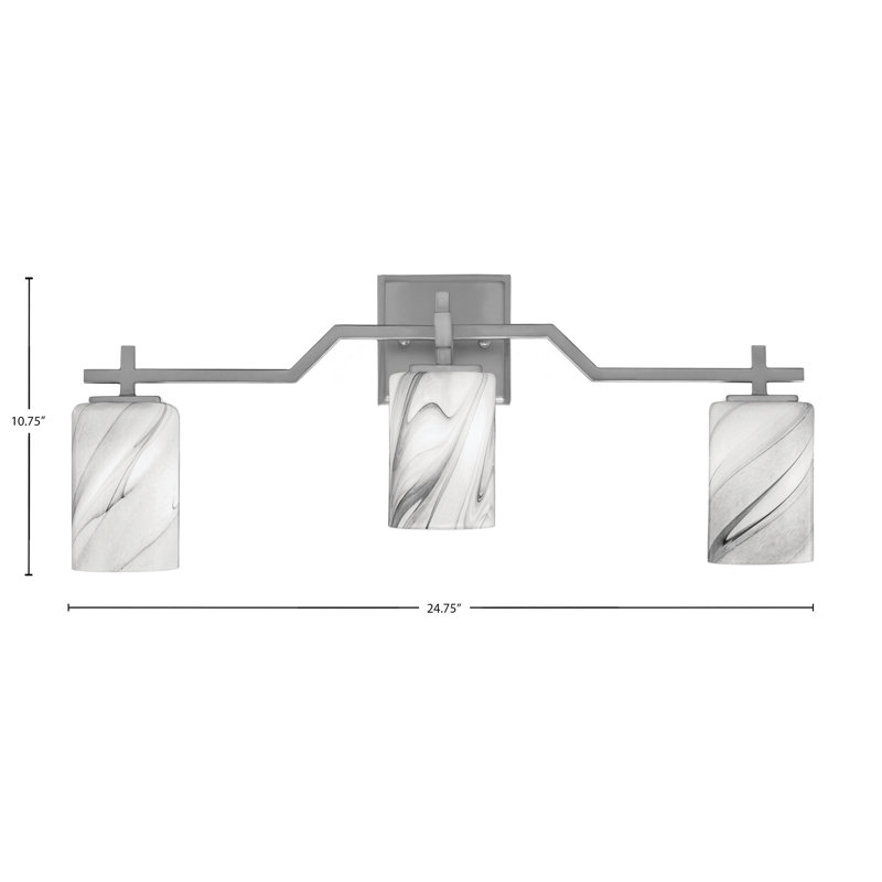 Barre de bain Headland illustrée d'un verre tourbillon onyx de 6 po, H 10,75 po x l 24,75 po x P 5,25 po, Nickel
