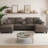 116.9" Modern U-shaped Sectional Sofa with Storage Ottomans, Center Console featuring Cup Holders & USB Ports, Corduroy Upholstered Sofa with Pillow Top Arms for Living Room-1403956092