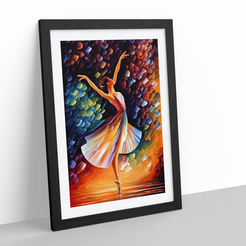 Ballerina Dancer No.4 - Single Picture Frame Painting, 64cm H x 46cm W x 2cm D, Black Framed
