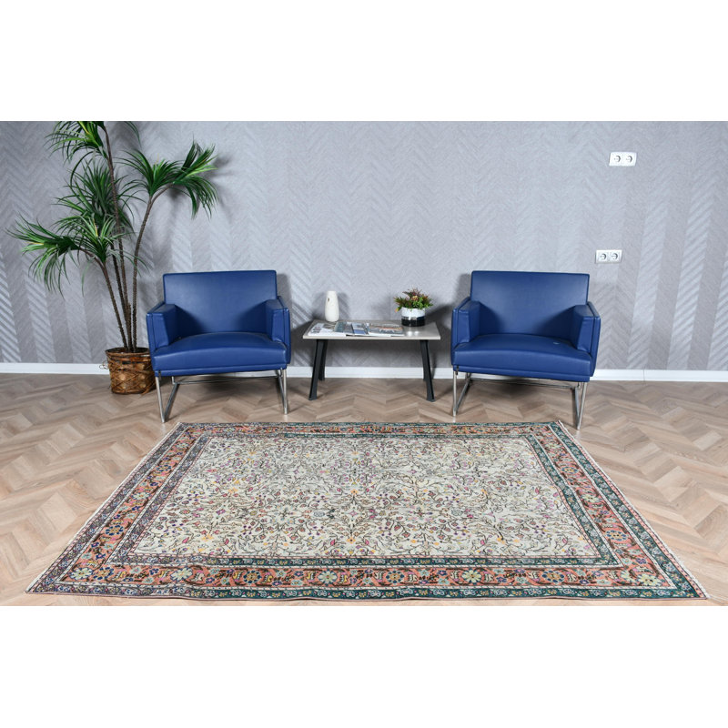 Tapis turc tissé à la main avec motif floral anatolien en laine arc-en-ciel idéal pour la chambre à coucher - pièce décorative sur mesure tissée à plat Oushak