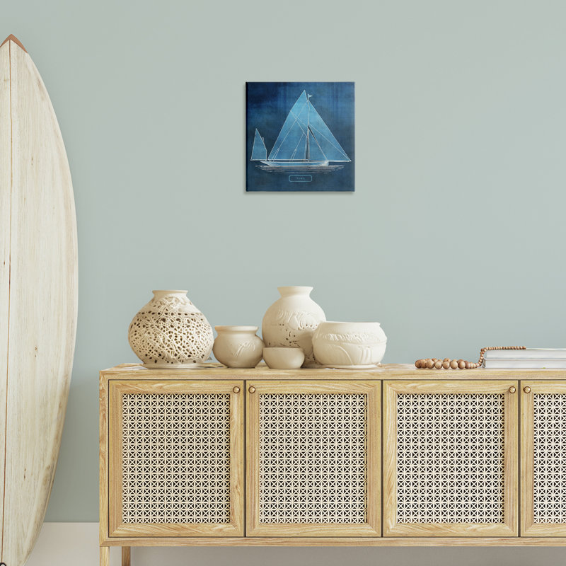Art mural en toile «Yawl maritime» par Susan Arnot, H 17 po x l 17 po