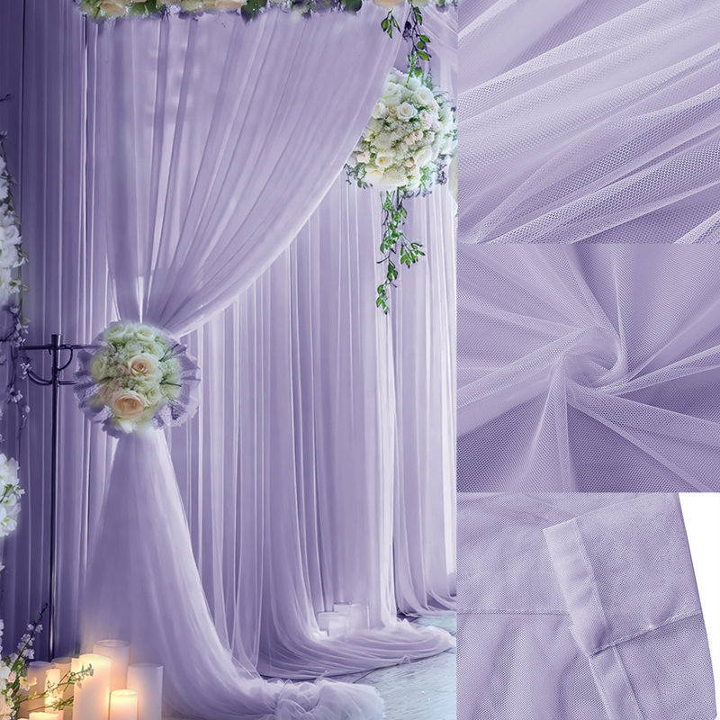 Wrinkle Free Chiffon Backdrop Curtains, 2 Panels Sheer Drapes For Backdrop, Wedding Tulle Curtains, 4.9x 9.8ft Sheer Curtain Drapes For Party Birthday Wall Decoration