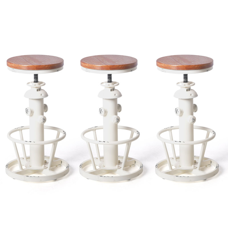 Tabouret de bar de cuisine antique et industriel, Blanc, 3