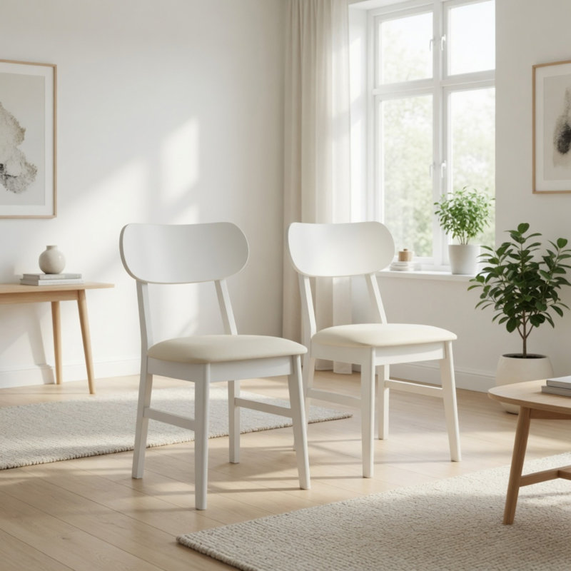 Ensemble de 2 chaises de salle à manger modernes et larges de 22 po, 2 pieds en bois d'hévéa, similicuir 350 lb