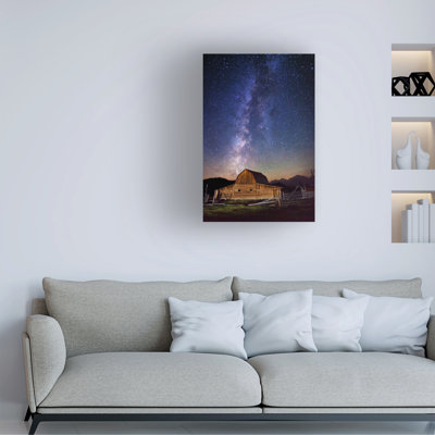 Wrapped Canvas Wall Art - Royce Bair 'Stars Moulton Barn' Wall Art for Living Room, Bedroom, or Office Décor  - 22x32