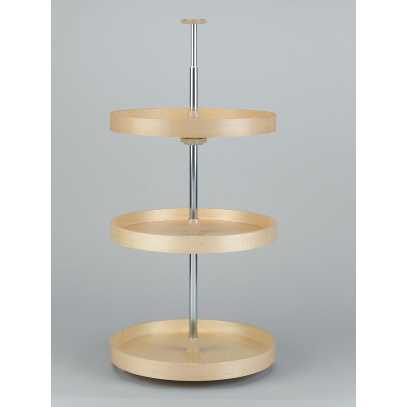 Plateau tournant à 3 tablettes en bois à bandes pour H 38 po, L 18 po