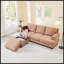 Canapé en L avec repose-pieds mobile et organisateur d'accoudoirs, canapé modulaire confortable pour le salon, coussins épais, tissu en lin-941215641