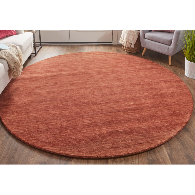 Tapis en laine touffeté à la main Babak - rouge rouille, Rond 8 pi