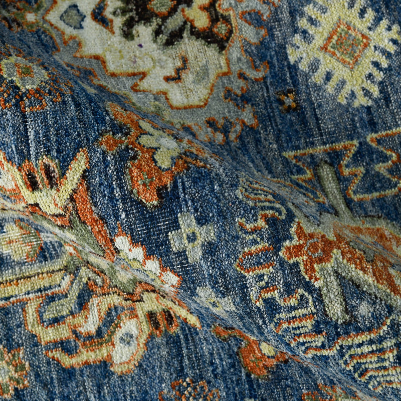 Tapis oriental noué à la main en bleu / gris, Rectangle 2 pi x 3 pi