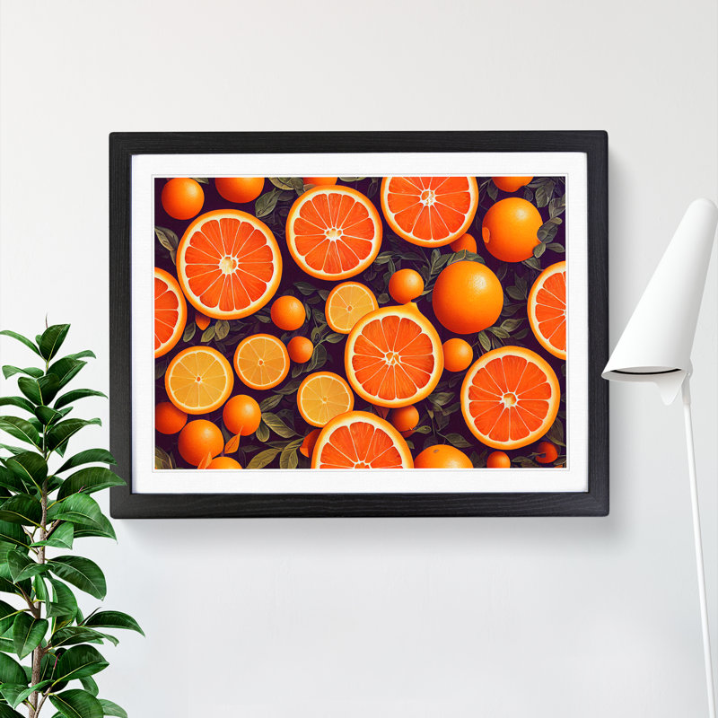 Sliced Orange Fruit - Framed Print, Black, 25cm H x 34cm W x 2cm D