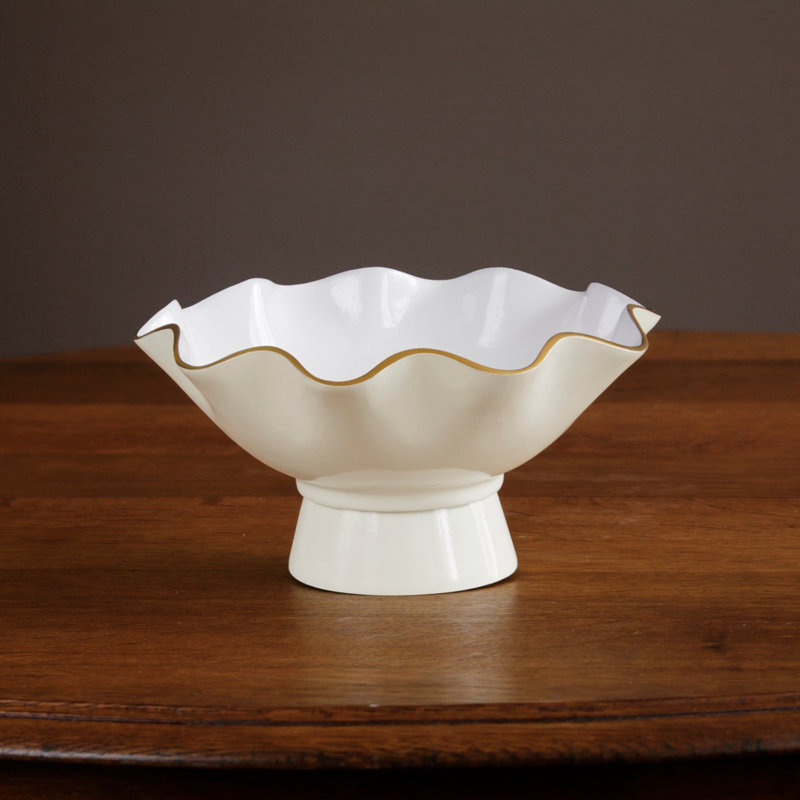 ENCANTO Carola Pedestal, 3.5" H x 8.75" W x 8.75" D, Cream/White