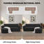 Canapé-lit modulaire de 95 po avec lit escamotable, canapé convertible en forme de L avec méridienne réversible, ports USB, porte-gobelets et table d'appoint pour salon, appartement-1065954710