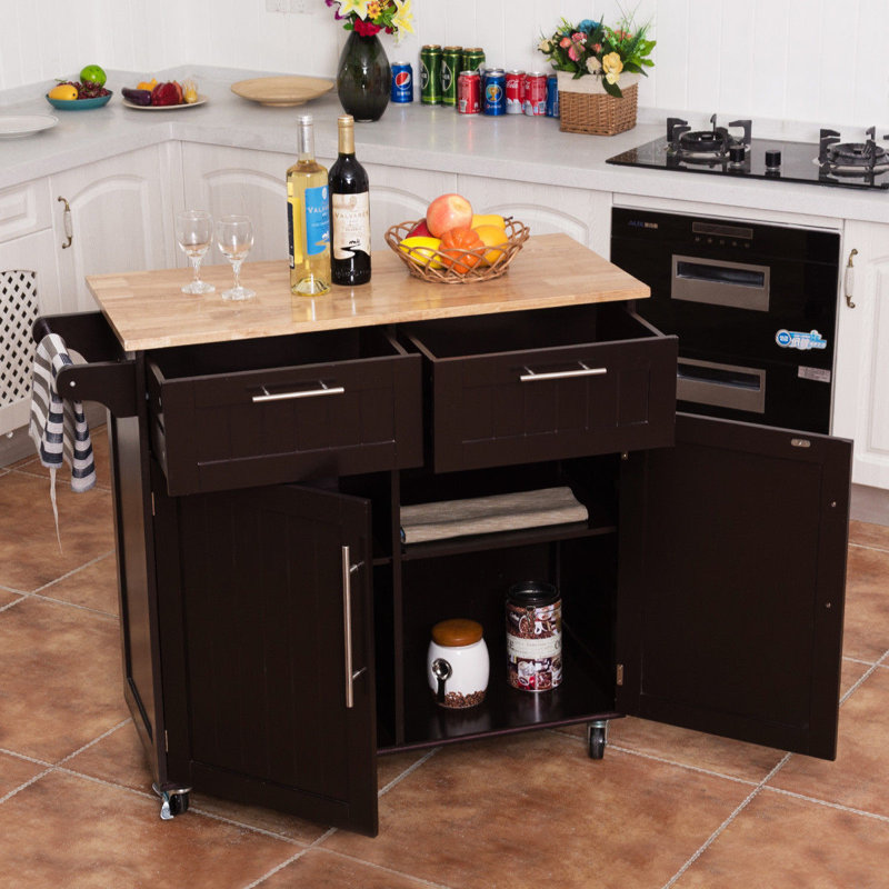 Gavril Solid Wood Top Kitchen Cart