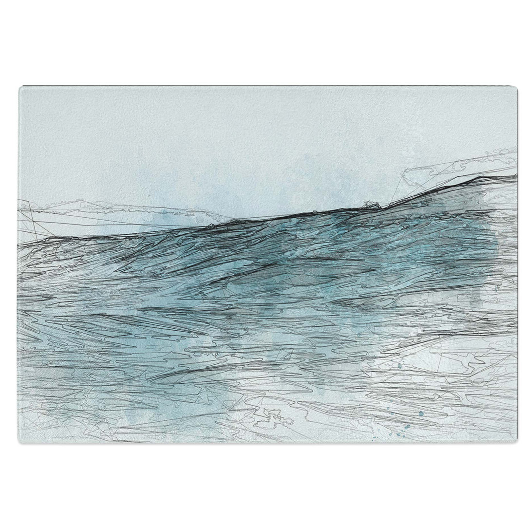 Tempered Glass Ocean Wave in Morocco Chopping Board