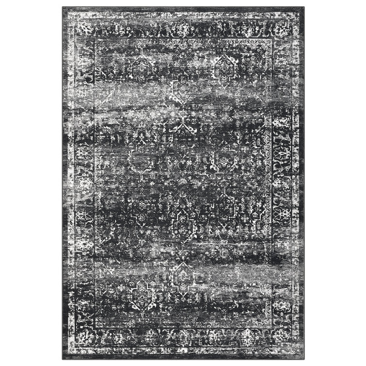 Oriental Machine Washable Rug with Rubber Backing for Living Room Non-Slip Dining Room Rug Easy-Cleaning Floor Carpet for Bedroom Playroom