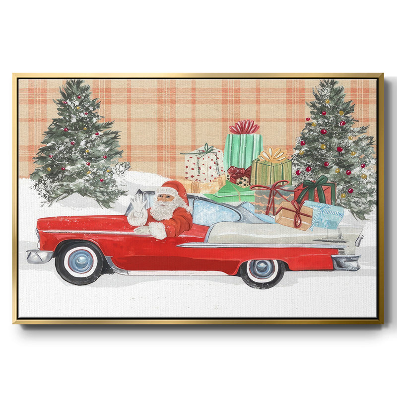 Père Noël sur roues II, H 17 po x l 25 po x P 1,5 po, Or
