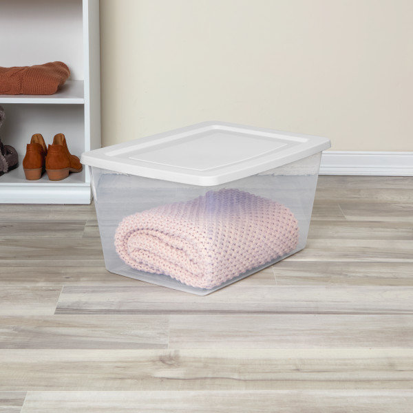Sterilite 58 Qt Storage Box, Stackable Plastic Container Home Organizer, 24 Pack