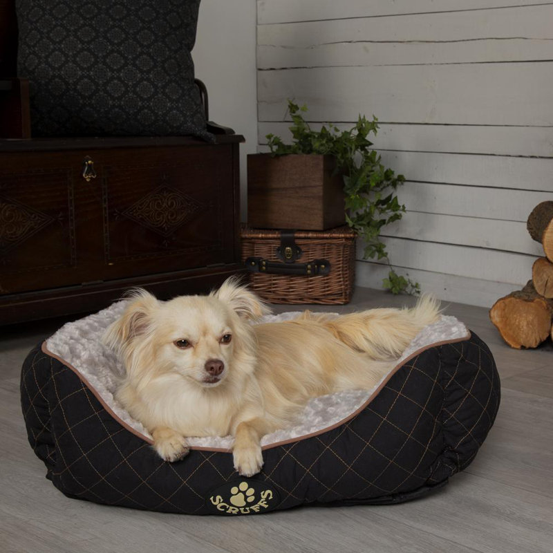 Wilton Polyester Pet Bed, 16cm H x 50cm W x 40cm D, Black/White