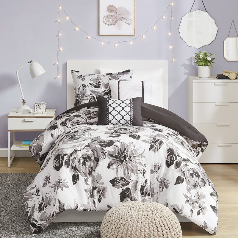 Literie à imprimé floral ultra doux pour lit simple / simple TG - motif d'édredon, lavable à la machine