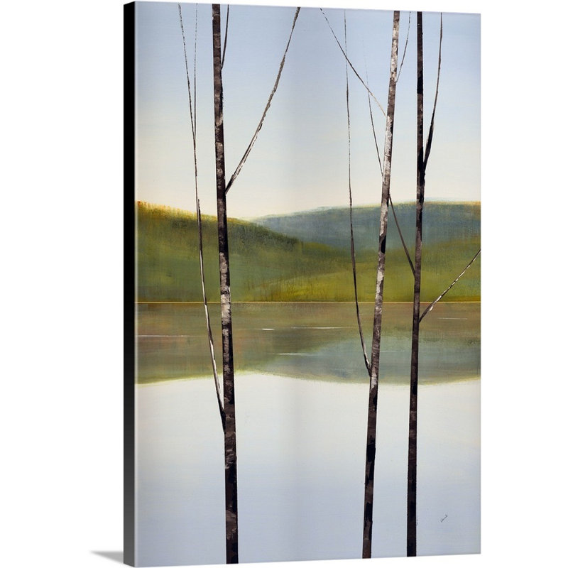 « calme eaux ii », peinture sur toile, Toile tendue, H 18 po x l 12 po x P 1,25 po