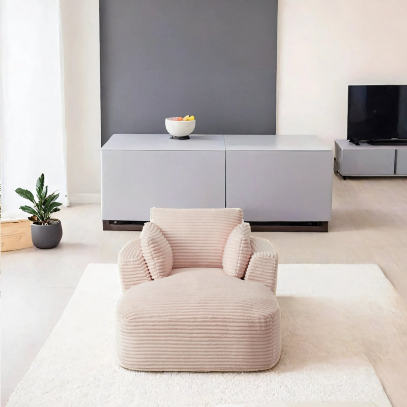 Très grand fauteuil inclinable en velours côtelé, Rose