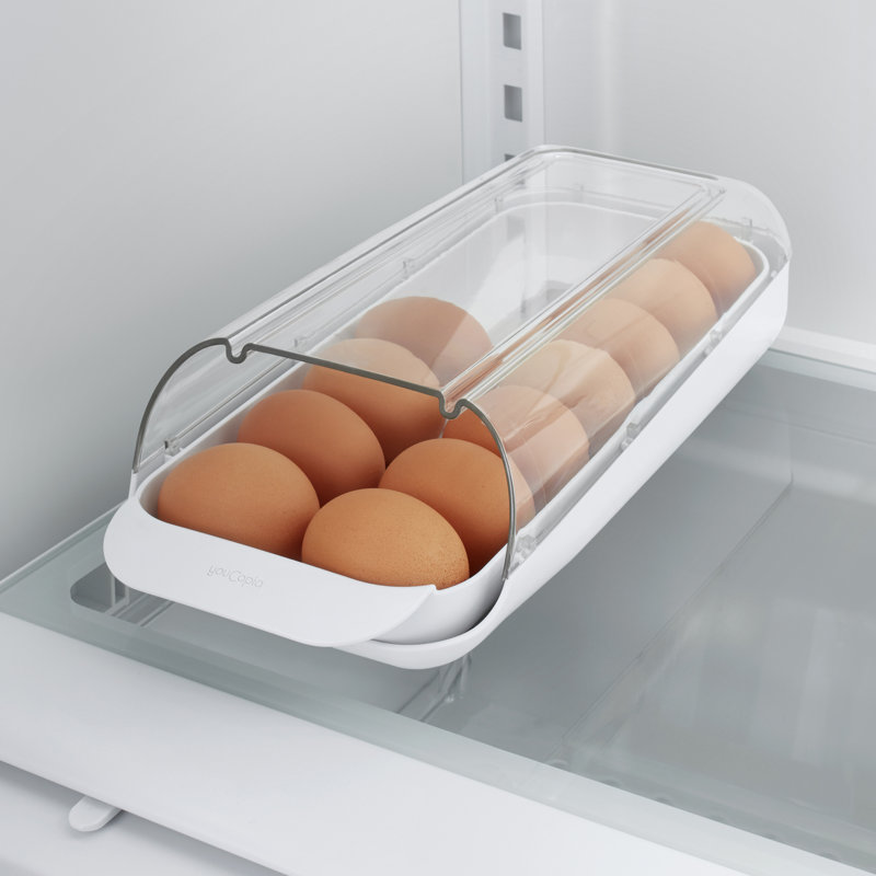 YouCopia® FridgeView Rolling Egg Holder, Stackable Egg Carton for Fridge Storage