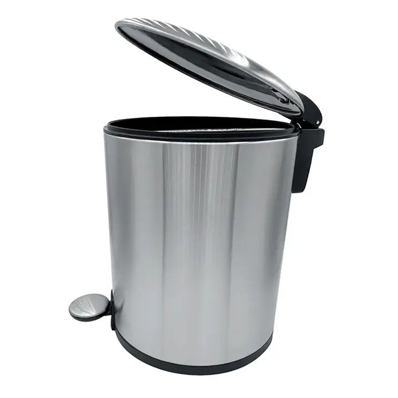 Poubelle de 10 po de hauteur en acier inoxydable chromé avec seau intérieur amovible, poubelle en métal à fermeture en douceur et pédale