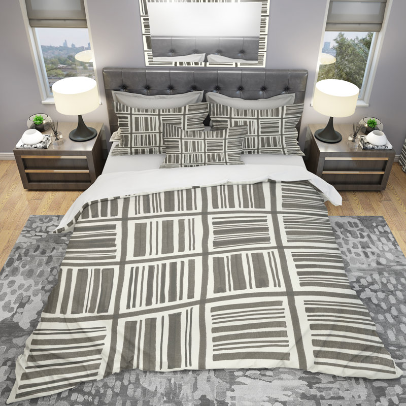 Polyester Geometric Shapes Duvet Cover Set, Full/Queen Duvet Cover + 2 Shams