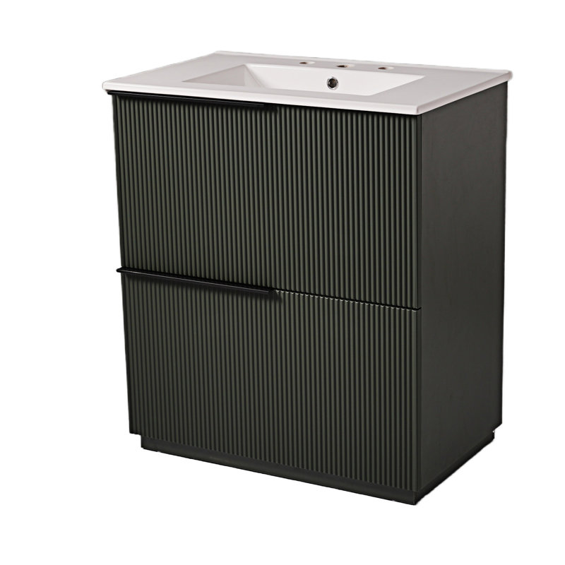 Meuble-lavabo avec lavabo et tiroirs en céramique, Vert