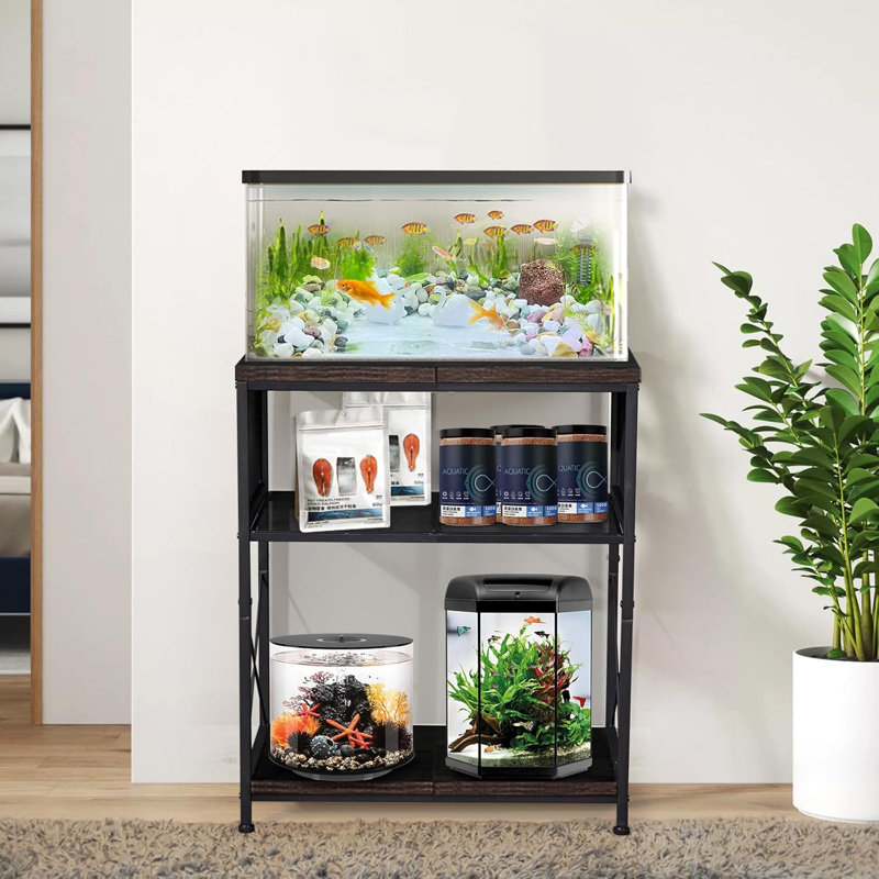 Support d'aquarium pour aquariums de 10 à 20 gallons Structure en acier robuste à hauteur réglable à deux niveaux avec cage de reptile robuste ou armoire de rangement
