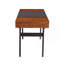 Bureau d'écriture avec deux tiroirs latéraux et frontaux coulissants, structure en acier enduit gris, bureau à domicile finition acajou