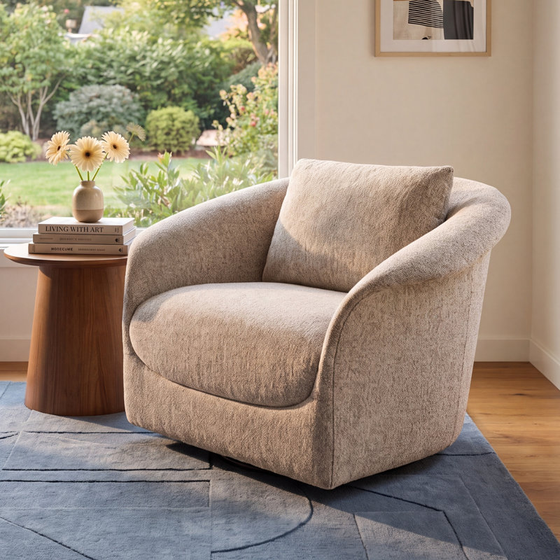 Latongia Upholstered Swivel Armchair, Yuma Dove