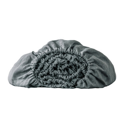 Drap-housse en lin gris ardoise