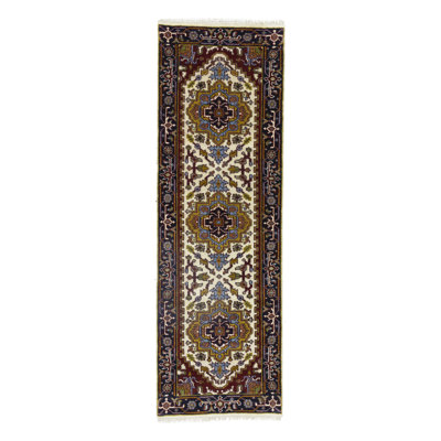 Faszcza Oriental Handmade Hand-Knotted Rectangle 9'11"" x 7'1"" Wool Area Rug in Blue -  Darby Home Co, 32B30DAFC92E40C59D7CCCB2F60B887E