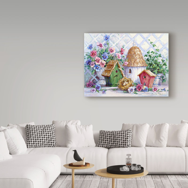 " Garden Nesting " by Barbara Mock, 14" H x 19" W x 2" D