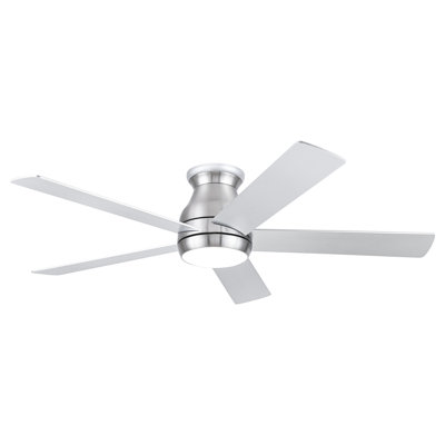 Ventilateur de plafond 52 po à profil bas en nickel brossé avec pales argentées