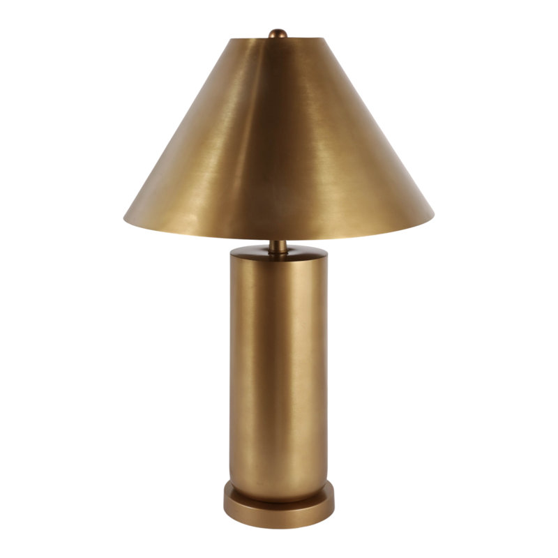 Lampe de table cylindrique avec abat-jour conique en fer pour éclairage de chevet - Petite lampe d'appoint contemporaine pour salon - 66 cm, bronze