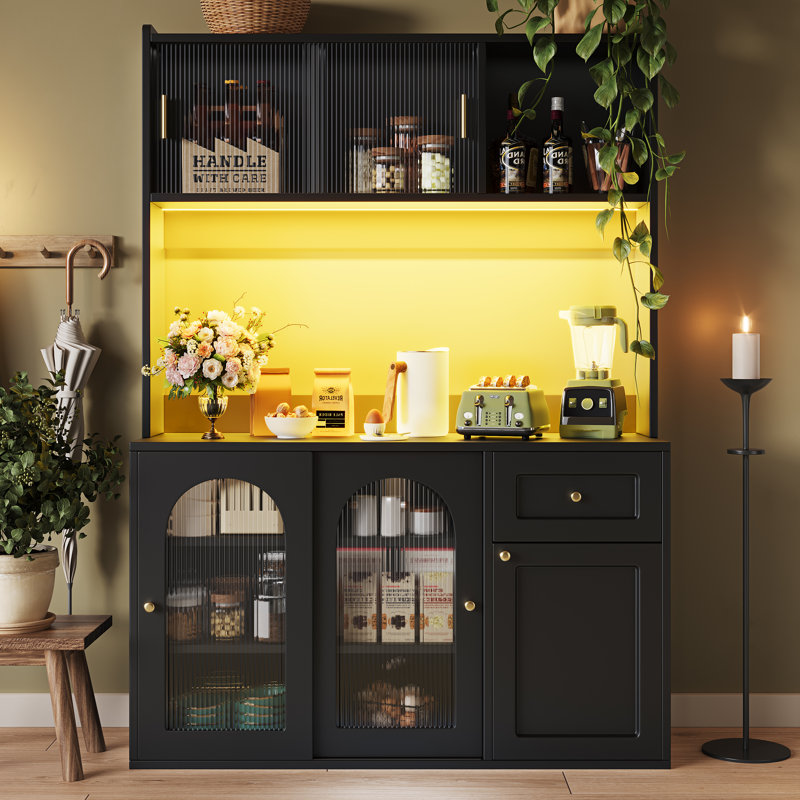 167cm Kitchen Pantry, Black