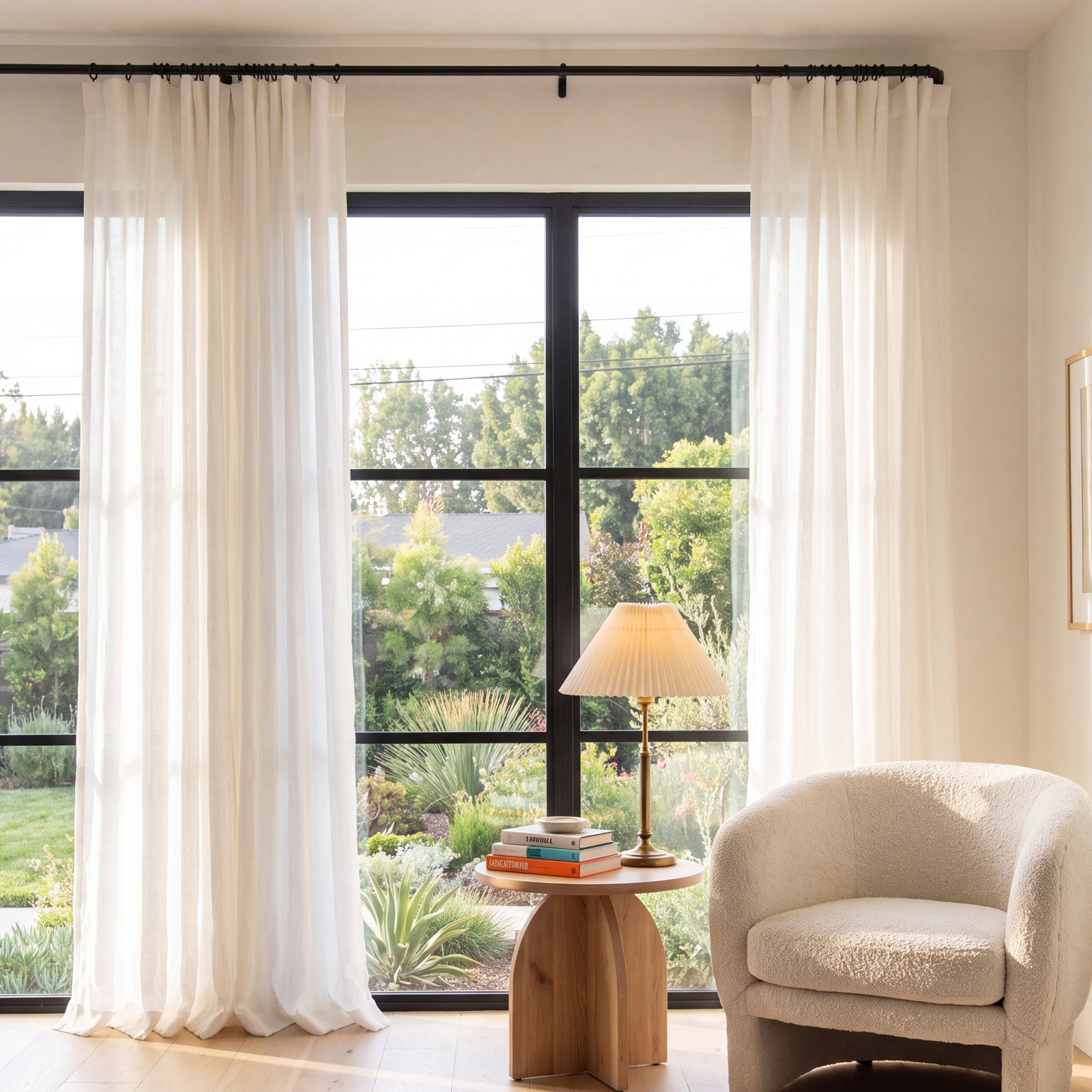 100% French Linen Curtain Panel Set, 50" W x 84" L, Cream