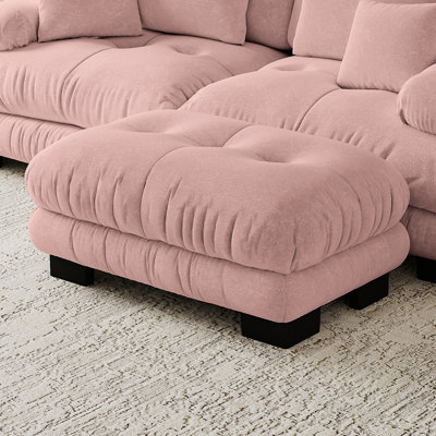 Chenille Fabric Ottoman For Living Room