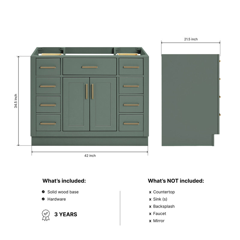 42" Single Bathroom Vanity Base only, Vintage Green