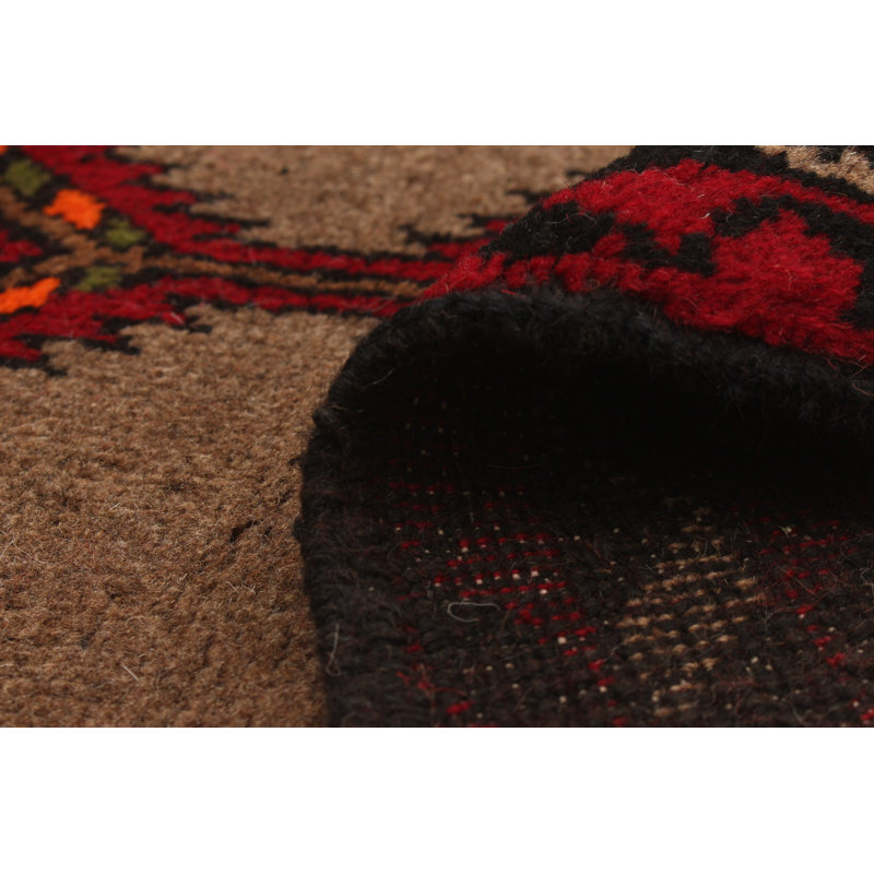 Tapis décoratif en laine noué à la main de conception unique noué à la main des années 1990 en laine de 3 pi 2 po x 5 pi 10 po